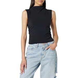 The Drop Women's Raylen Sleeveless Ruched Top Black 4X